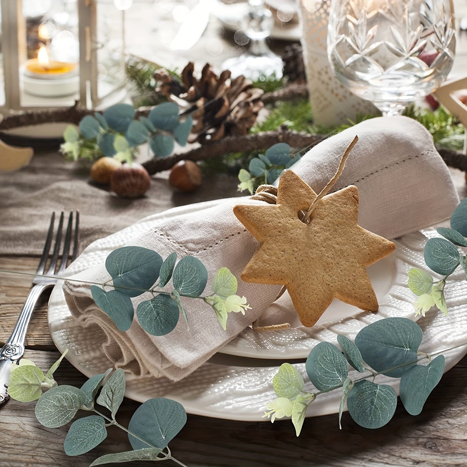 24 шт. искусственных эвкалиптовых листьев и веток для свадебных букетов, цветочных венков, деревенских вечеринок и домашнего декора, с листьями серебряного доллара эвкалипта.