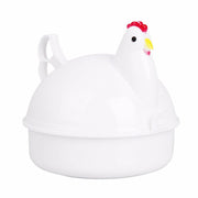 White Aluminum Alloy Egg Steamer with Chicken Shape, 4 Grids for Boiling and Steaming