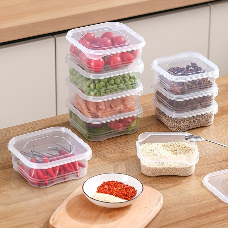 Set of 5 Food Storage Containers Leakproof Square Plastic for Rice Grains Nuts Flour