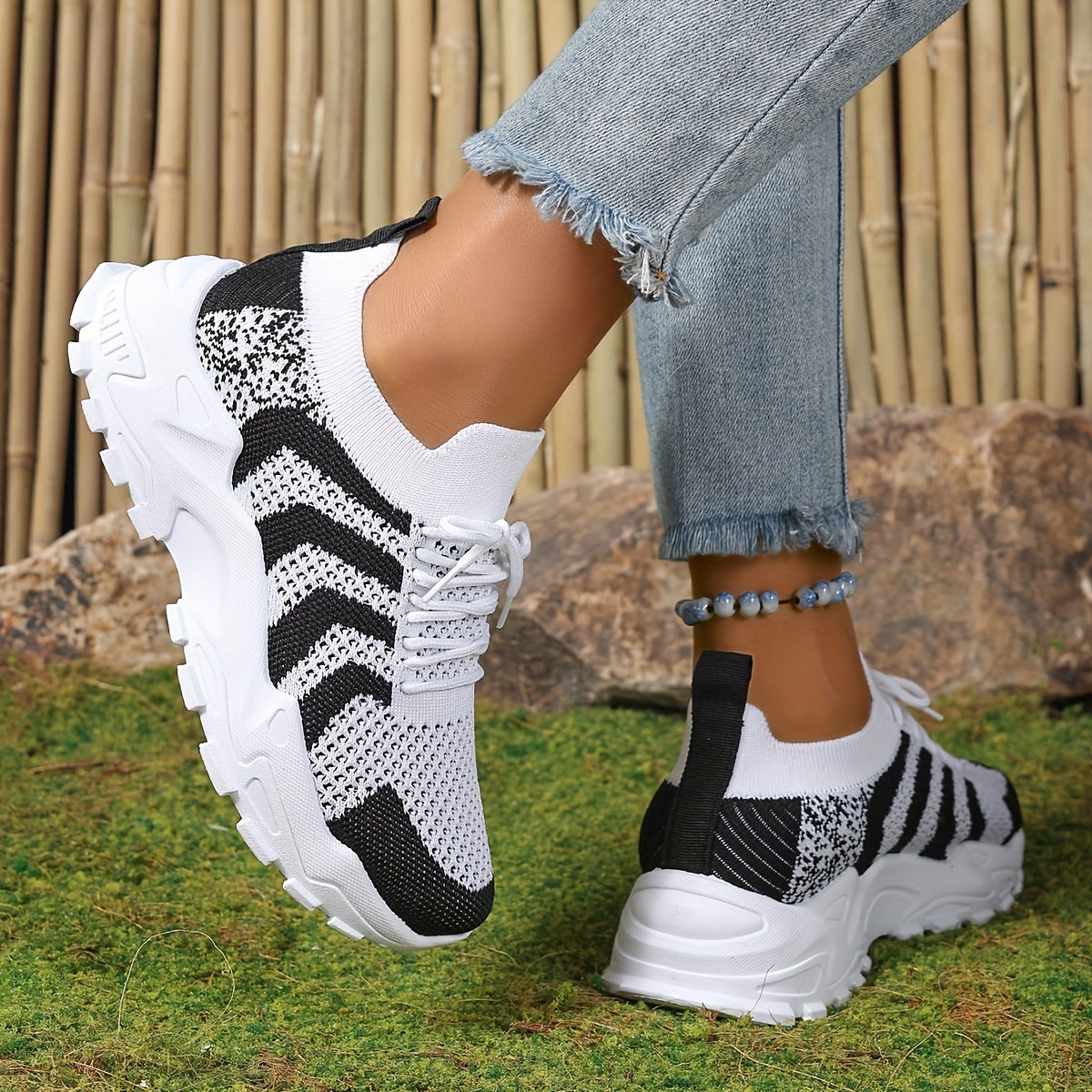 Women's Mesh Casual Low-Top Platform Sneakers Plus Size