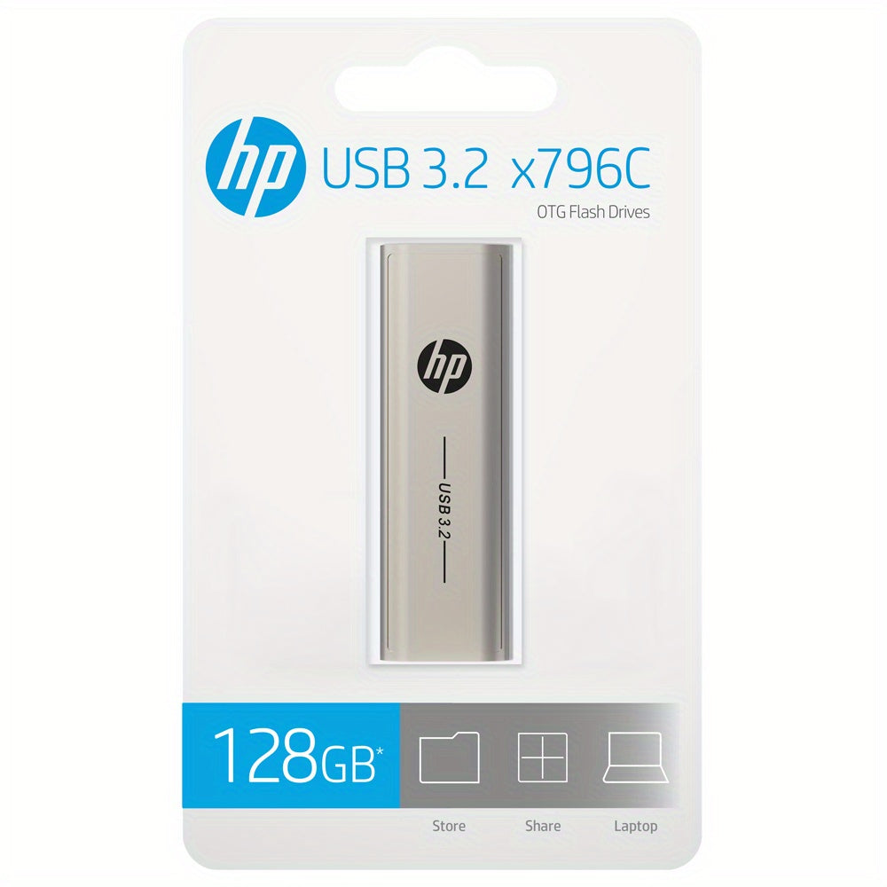 HP USB Type C Flesh xotira 64GB/128GB/256GB sig'im bilan, yuqori tezlikda va OTG qurilmalari uchun haqiqiy sig'im.