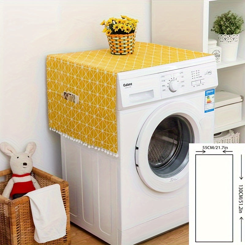 Gray Polyester Geometric Appliance Cover for Refrigerator and Washing Machine Dustproof