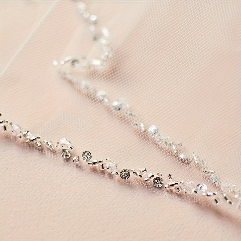 Handcrafted Bridal Veil with Crystal Sequins for Wedding and Valentine's Day