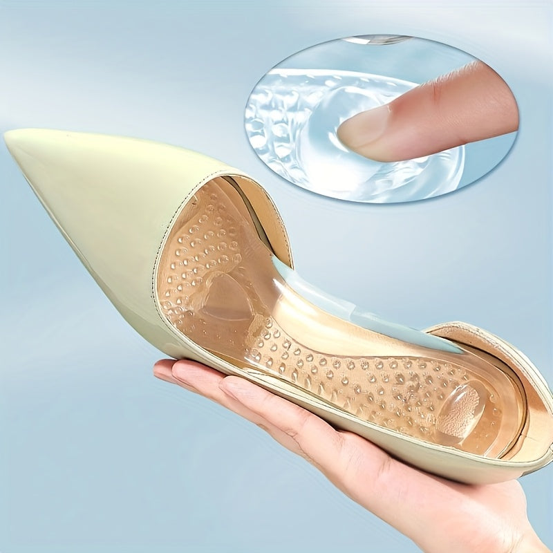 Women's Gel Heart-Shaped Heel Insoles Non-Slip Shock Absorption Blue Silicone