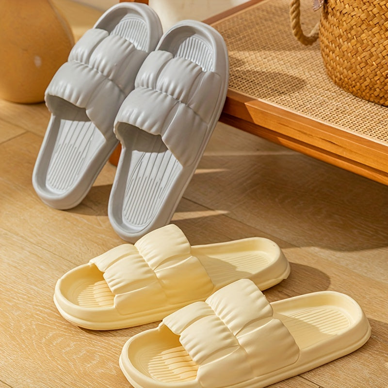 Women's EVA Slides Textured Solid Color Non-Slip Beach Shoes