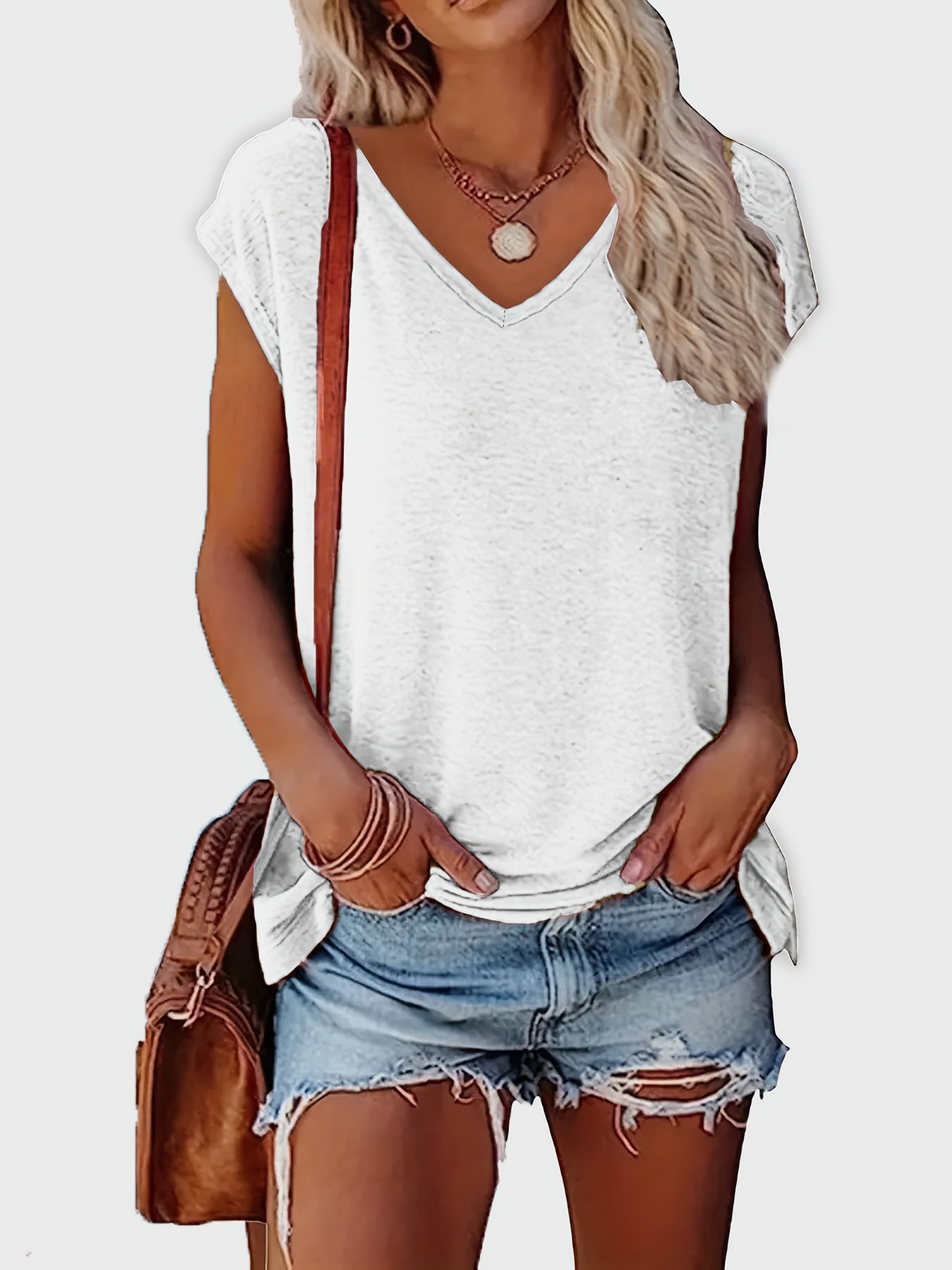 Женские футболки с V-образным вырезом, 2 шт., короткий рукав, летние топы, черный и белый