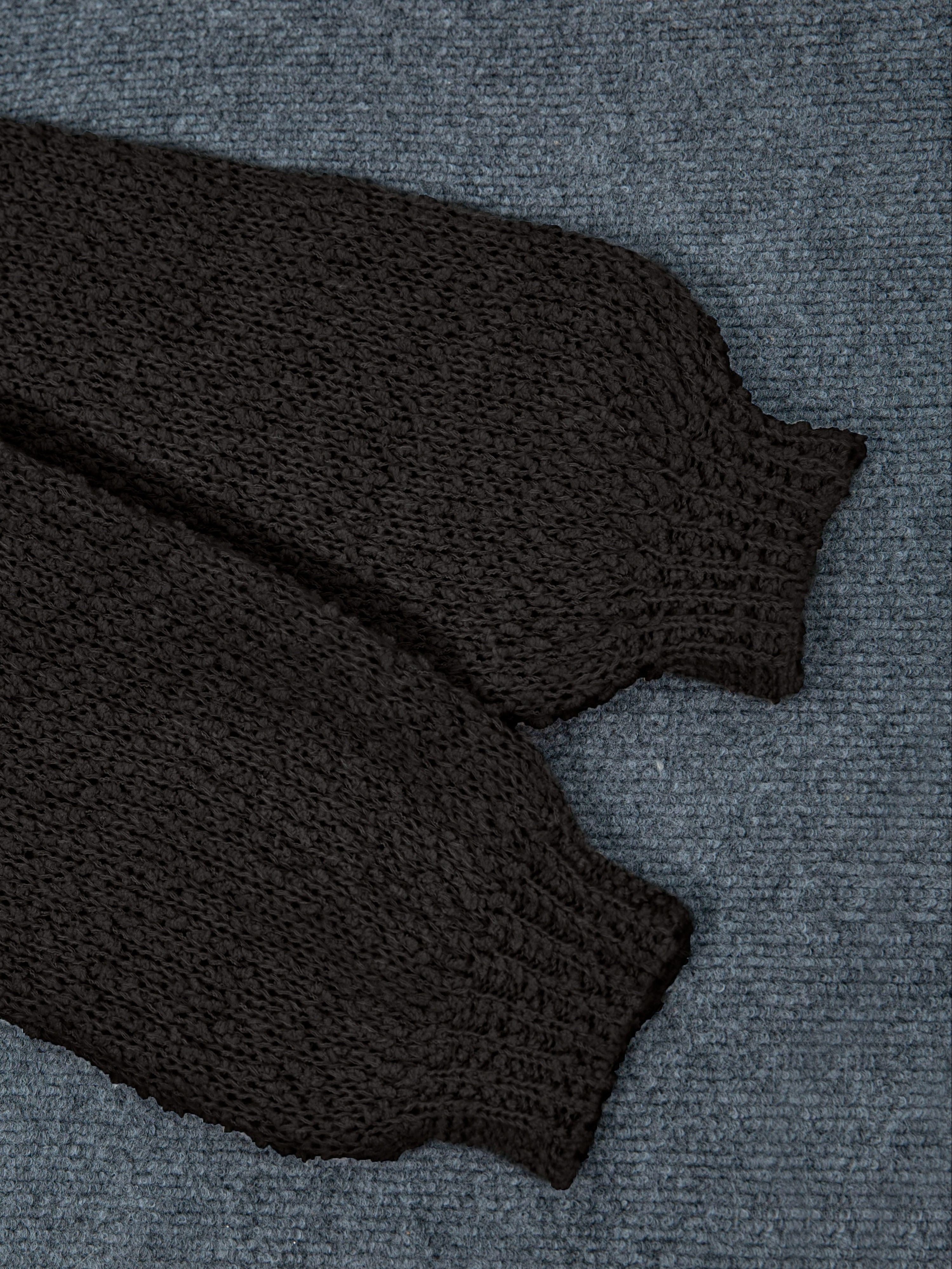 Plus Size Women's Sweater Long Sleeve Solid Color Semi-Sheer Pullover