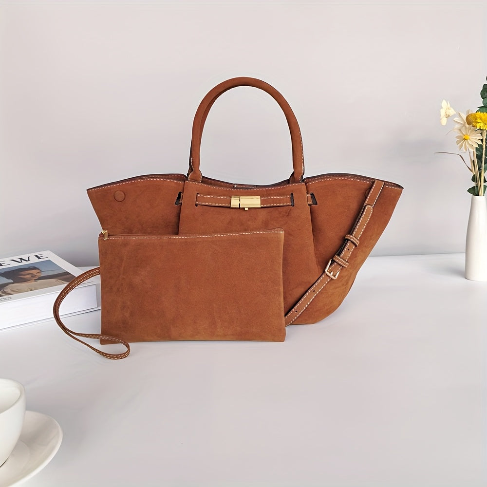 Superhero-Inspired Tote Bag Set Large Capacity Durable Fabric Coffee Light Brown