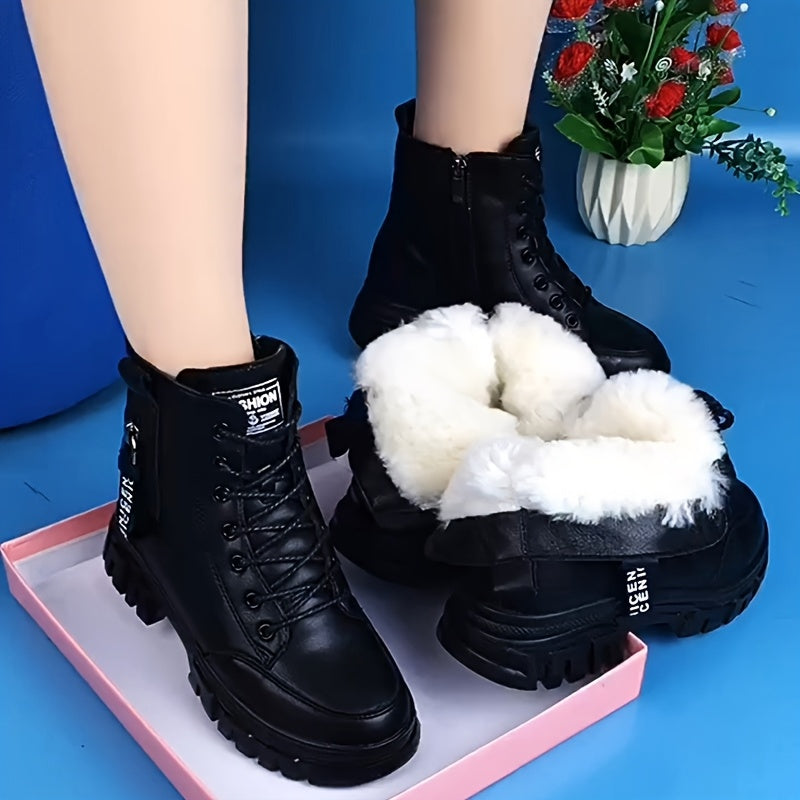 Women's Winter Ankle Boots Faux Fur Warm Slip-Resistant Sole
