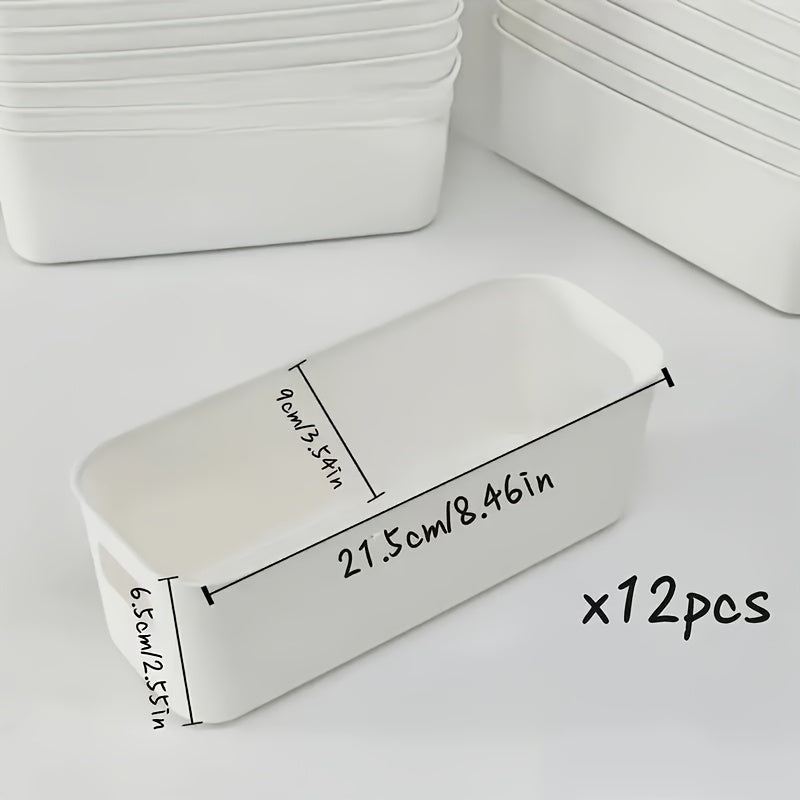 Многоразовые пластиковые контейнеры с ручками, набор из 12 штук, многофункциональный органайзер для офиса, дома, шкафа