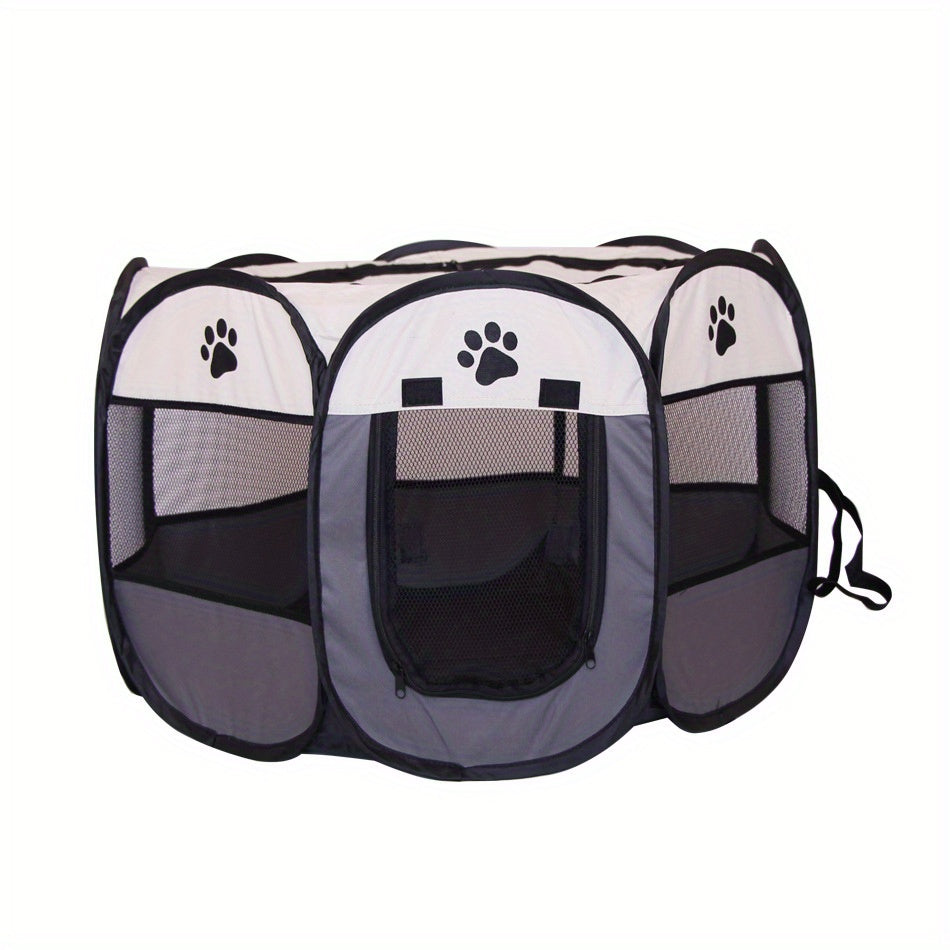 Foldable Cat Tent Bed with Paw Print Design, Polyester, Indoor Outdoor Use