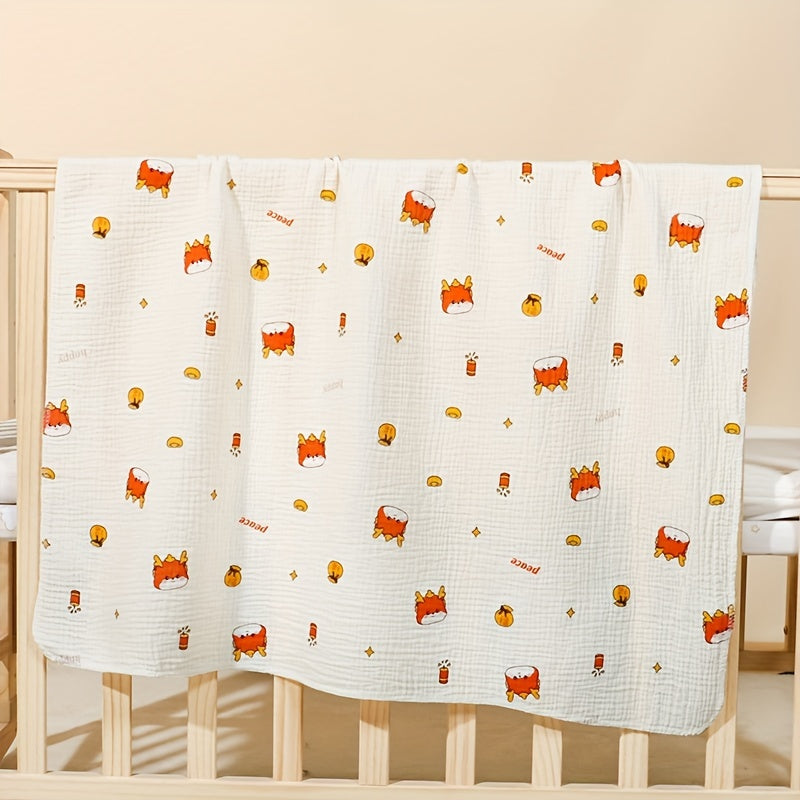 Kids Cotton Double-Layer Gauze Bath Towel with Heart Pattern and Compact Design