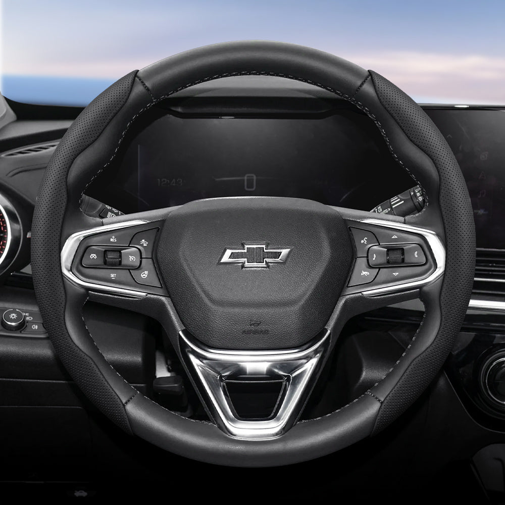 Universal Ventilated PU Leather Steering Wheel Cover, Quick-Release, Anti-Slip