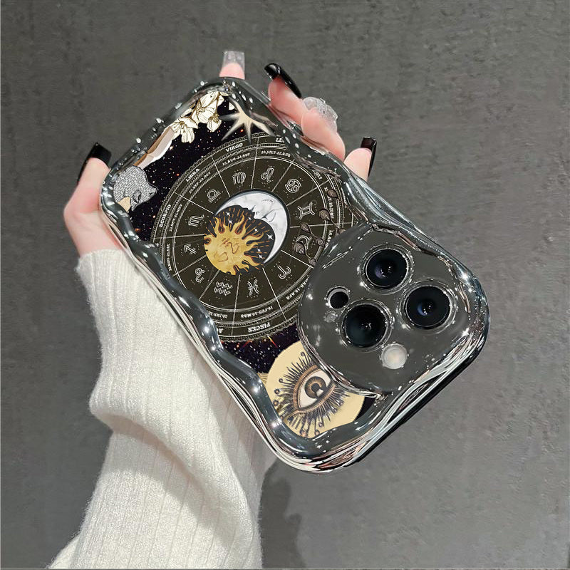 Celestial Zodiac Electroplated Cream Phone Case for iPhone Shock-Resistant and Fashionable