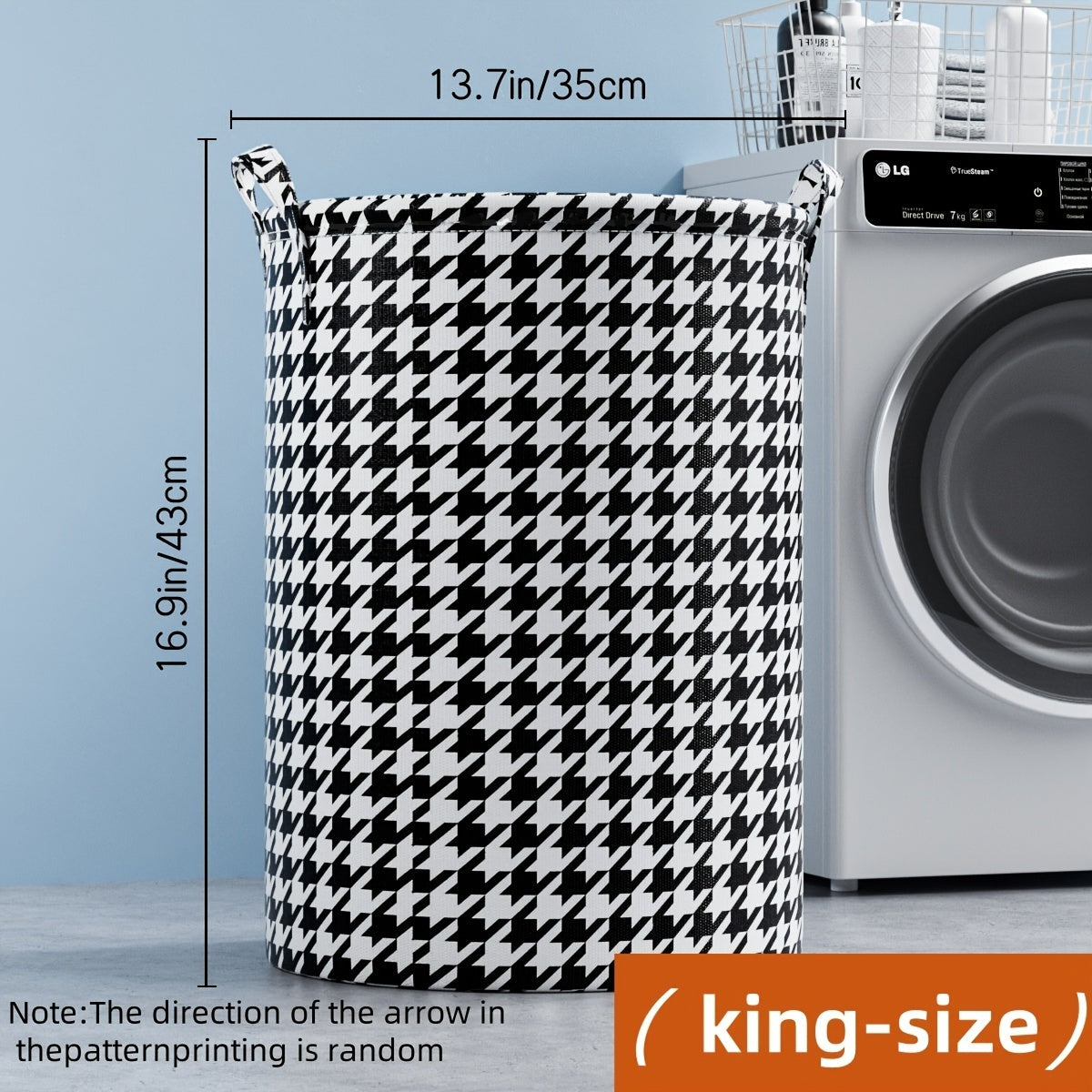 Foldable Fabric Storage Basket for Laundry Toys and Clothing White Black