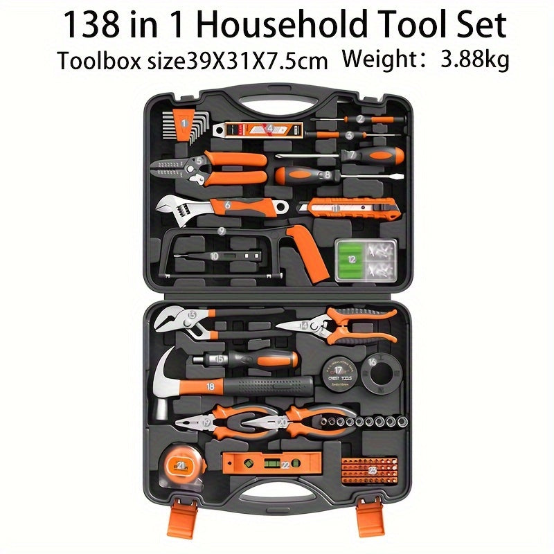 23-Piece Homeowner Toolkit Set with Plastic Storage Box Steel Household Repair Tools