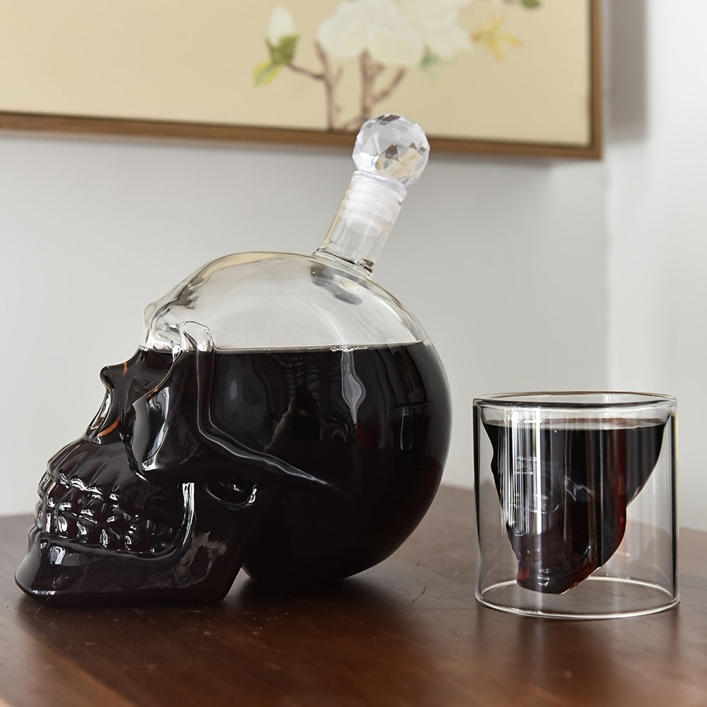 Skull-Shaped Glass Decanter 1000ml Liquor Wine Air-Tight Stopper