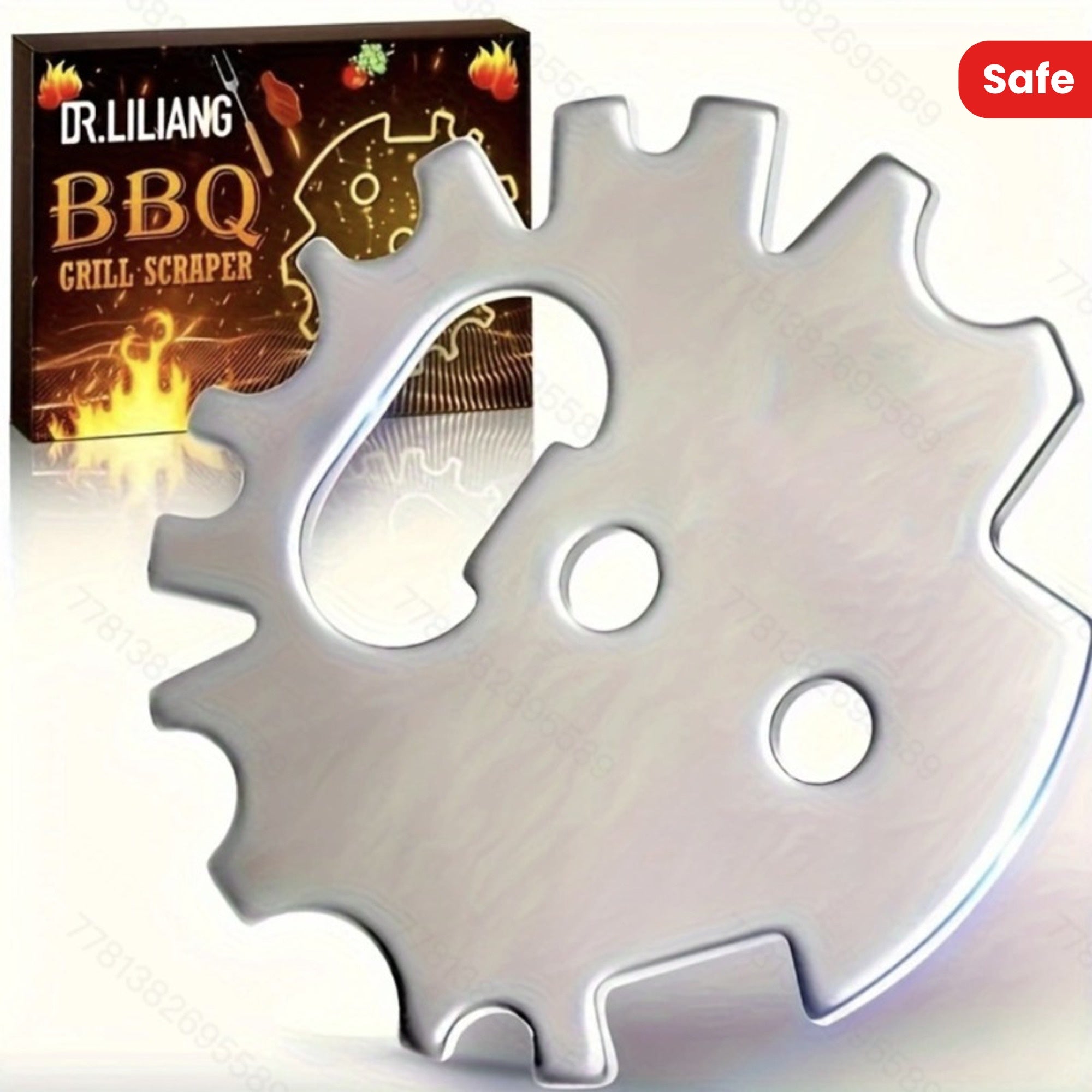 Herramienta de raspador de parrilla de acero inoxidable con abrebotellas para rejillas de barbacoa