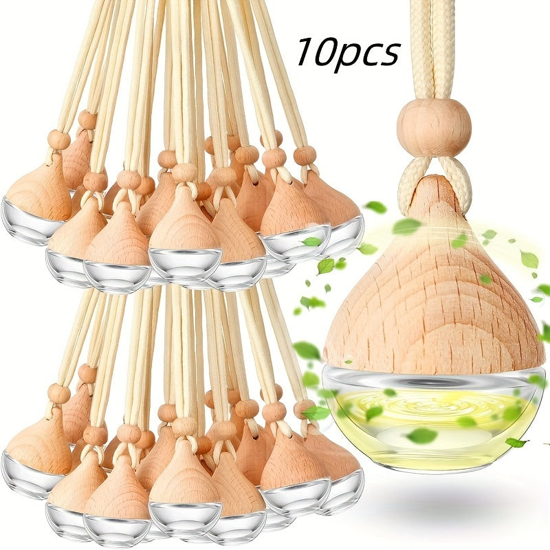 10-Pack Refillable Glass Essential Oil Diffuser Bottles 6ml Hanging Aromatherapy Pendant