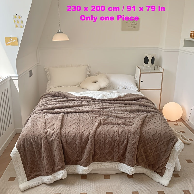 Manta de microfibra de champagne de lujo con patrón de diamantes 3D para uso en todas las estaciones