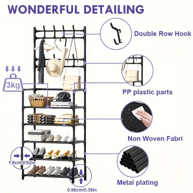 Armario para zapatos de metal moderno con diseño que ahorra espacio para entrada o dormitorio