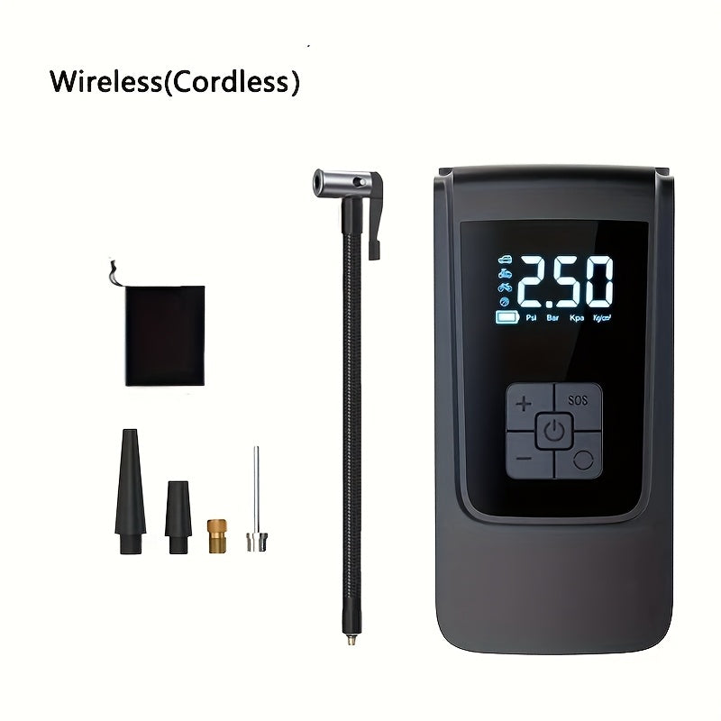 Портативный насос для накачки шин с манометром и светодиодной подсветкой для автомобиля и велосипеда