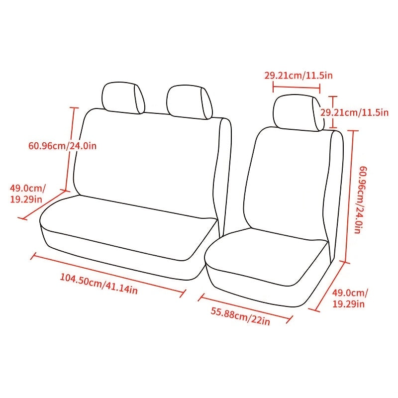 Universal Car Seat Covers Breathable Polyester for 2+1 Seats