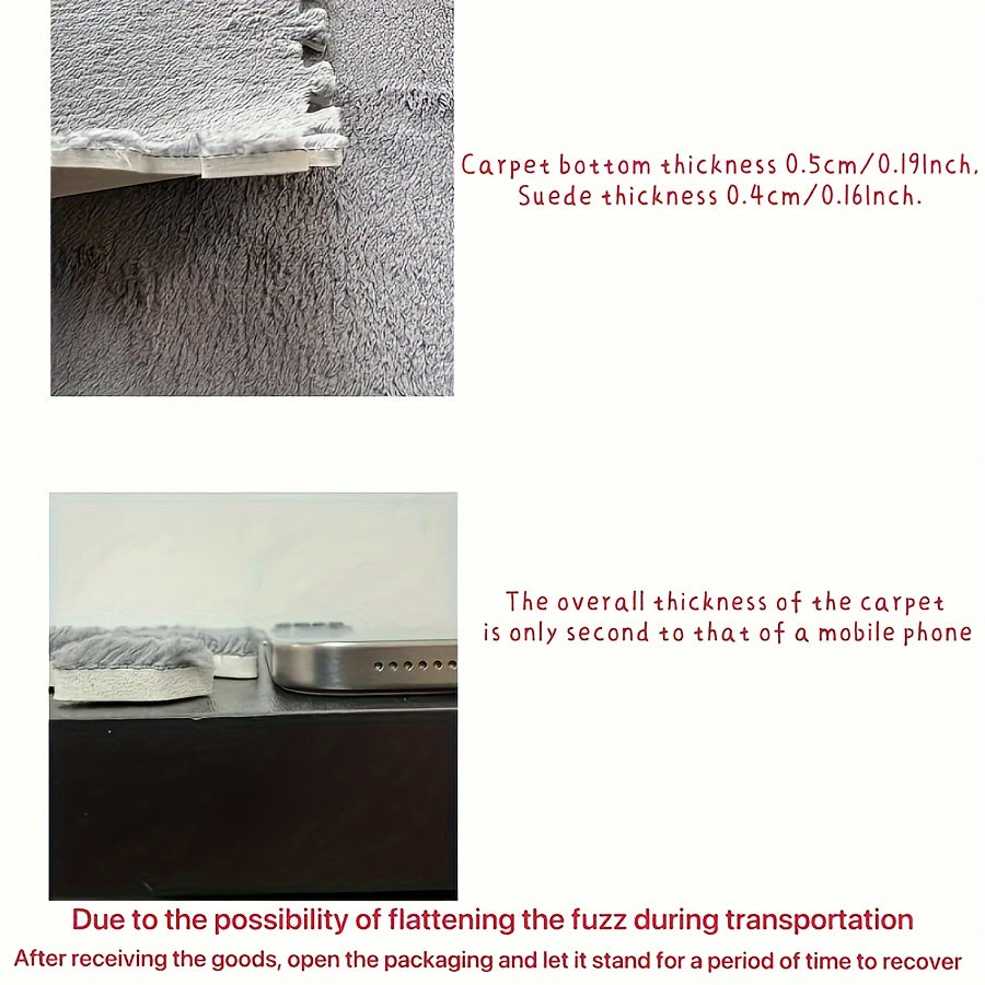 Set of 12 Water-Resistant Plush Interlocking Area Rug Tiles 29.97cm Solid Color