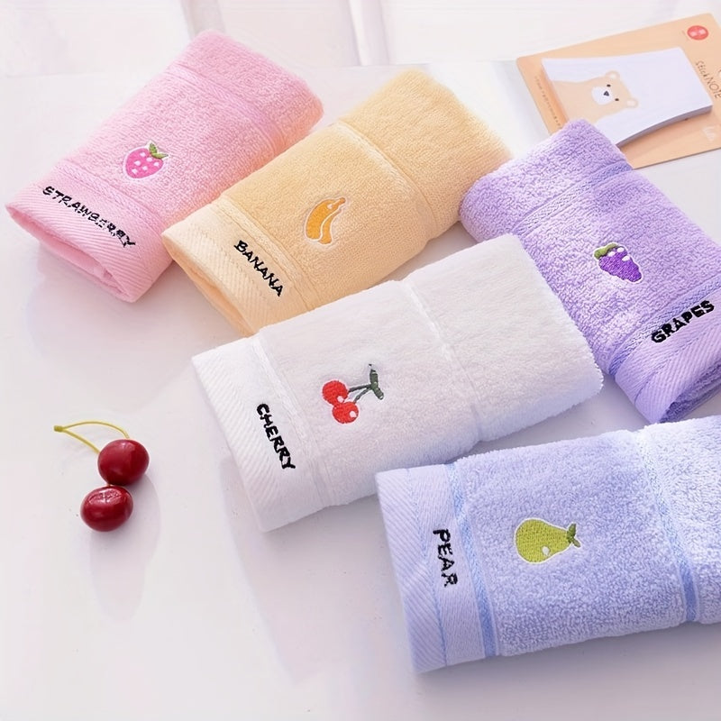 Cotton Face Towels with Fruit Embroidery Absorbent Quick-Drying for Daily Use
