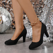 Women's Block Heels High Heel Mary-Jane Solid Color Fabric for Bridal and Special Occasions