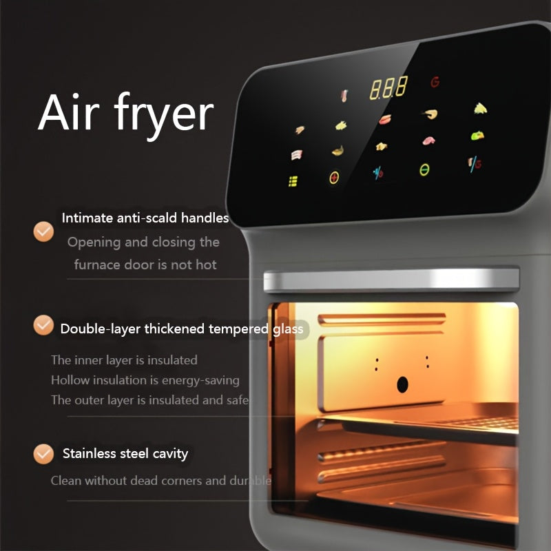 Ko‘p qatlamli pech, LED raqamli sensorli ekran, zanglamaydigan po‘lat, sog‘lom pishirish, joyni tejovchi dizayn bilan Vizual Smart Large Capacity Air Fryer, turli vaziyatlar uchun mos.