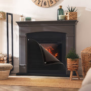 Black Fireplace Cover Indoor Use Flame Retardant Oxford Fabric Heat Loss Prevention