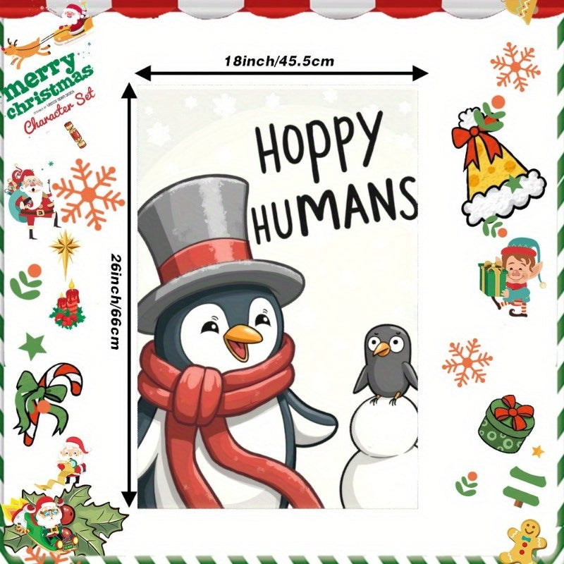 Christmas Wall Decor 18x66cm Snowflakes Tree Deer Snowman Gift Decoration