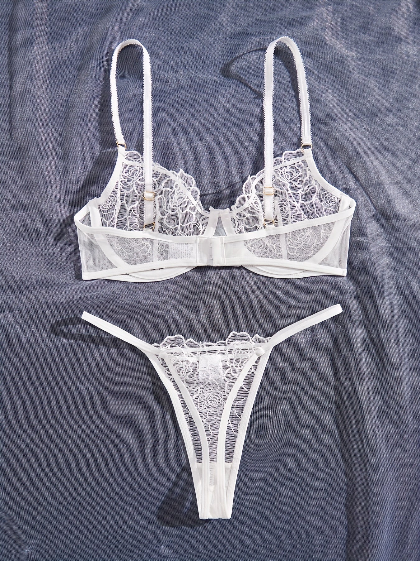 Women Sheer Seductive Lingerie Set with Lace Details