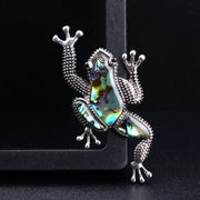 Iridescent Abalone Paua Shell Brooch Vintage Amphibian Animal Pin Textured Alloy Unisex Accessory