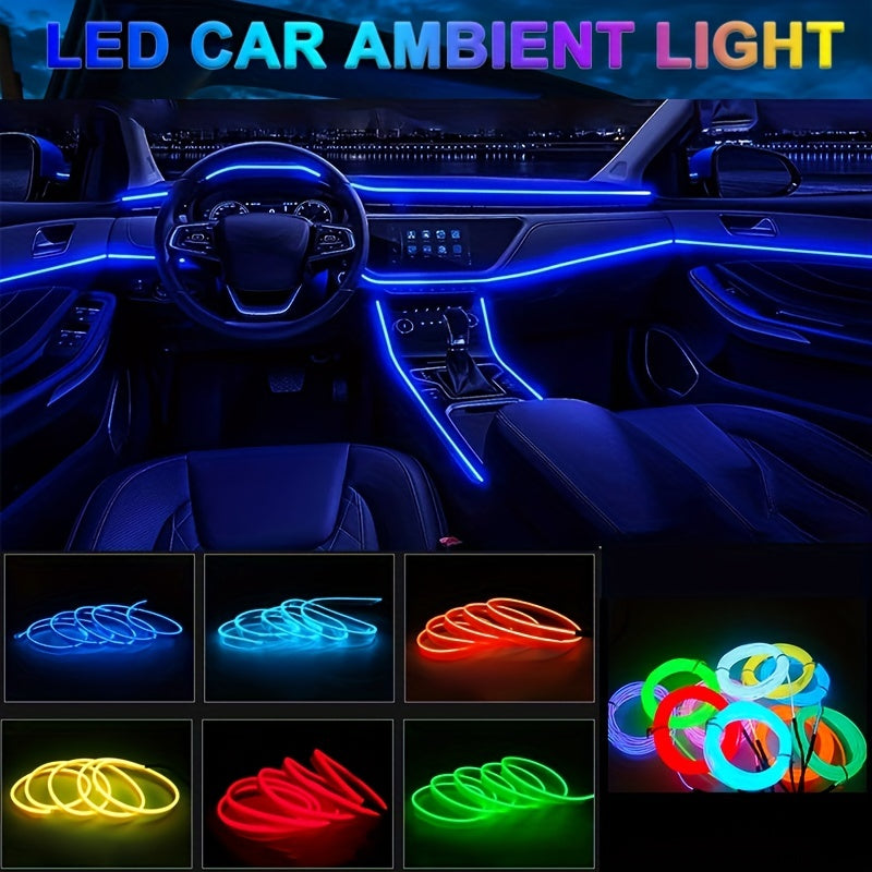 Tira de neón LED para interior de coche, luz ambiental flexible, decoración USB