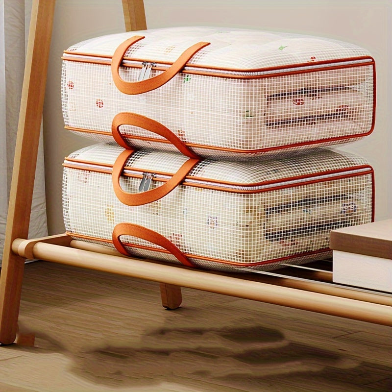 Bolsa de almacenamiento de malla de PVC impermeable para ropa y edredones, organizador de embalaje para mover debajo de la cama