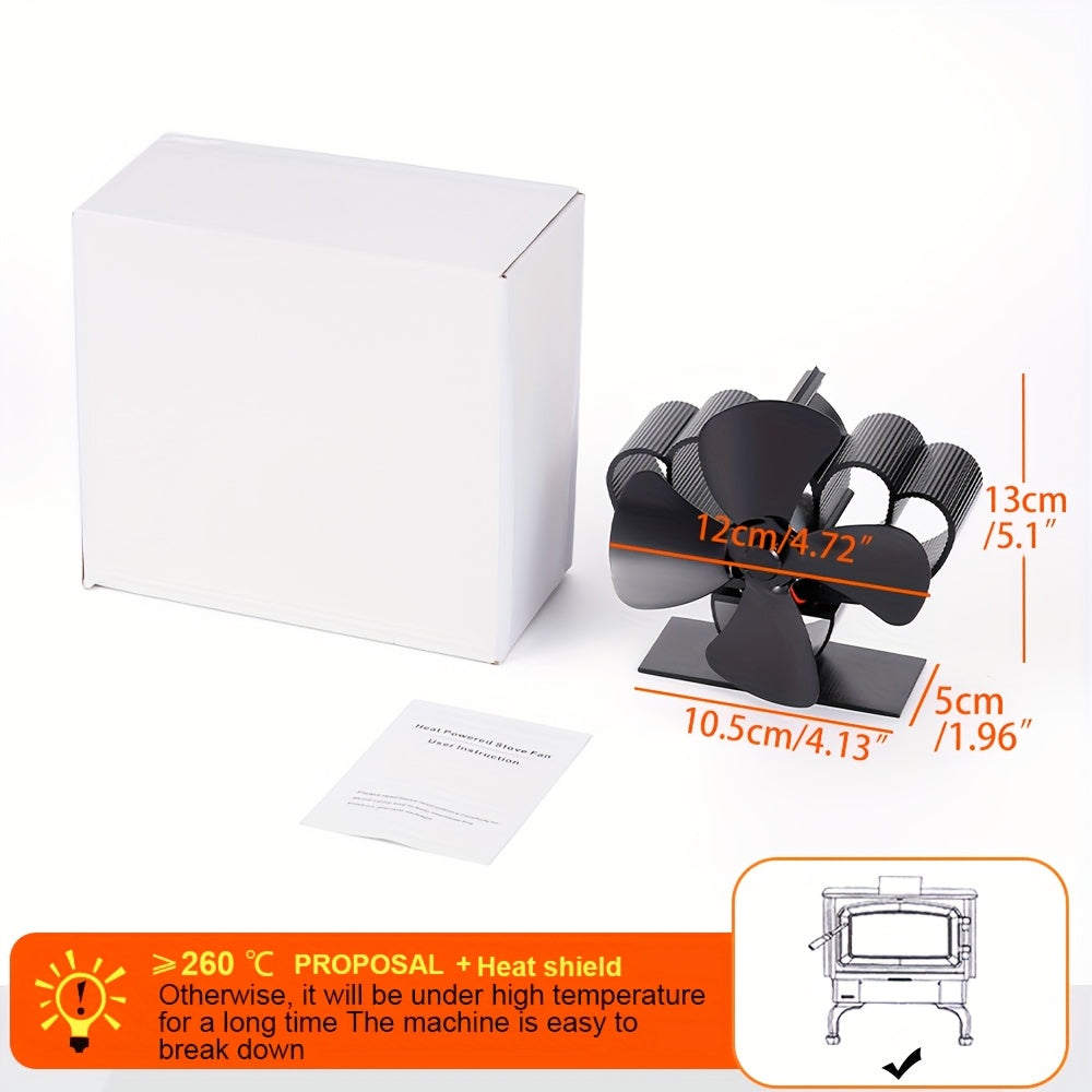 Mini Aluminum Fireplace Fan, Portable Heat-Powered Stove Fan for Air Circulation