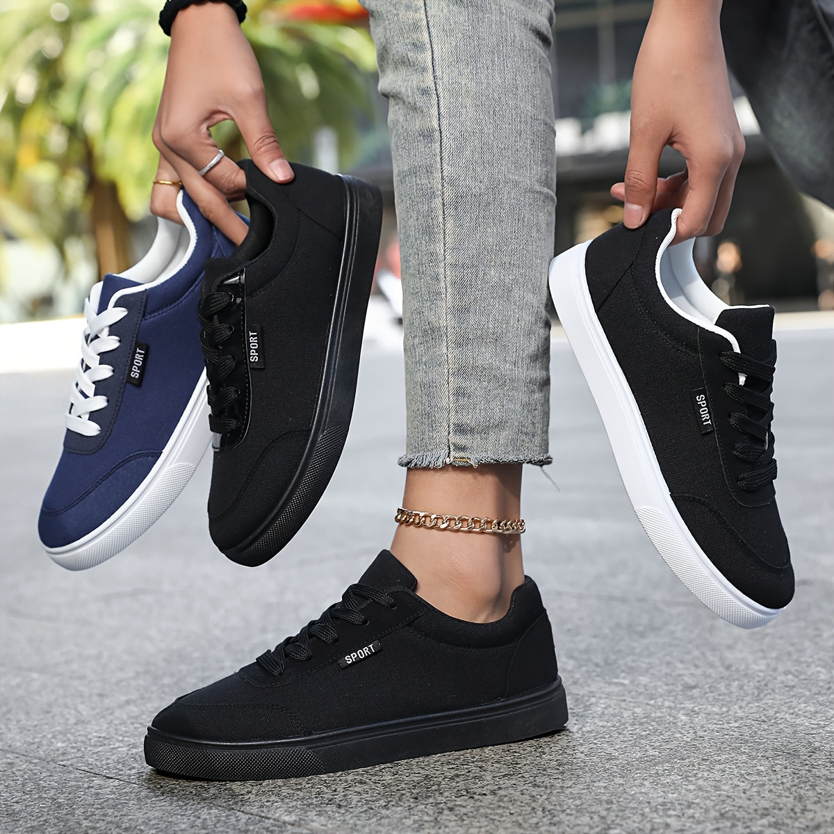 Women's Lightweight Breathable Black Skate Sneakers Casual Comfort Wide Sizes