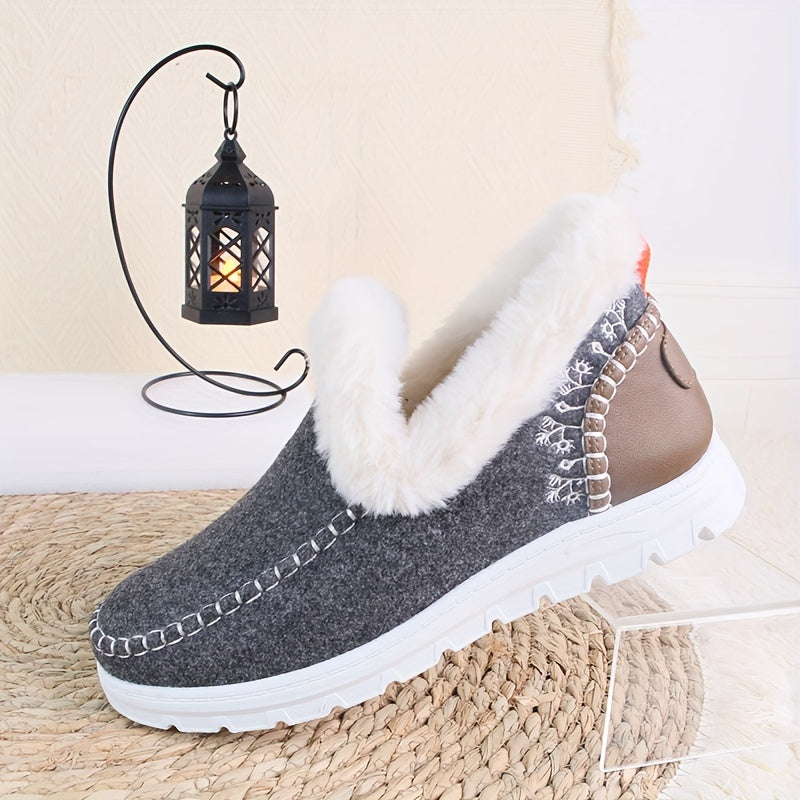 Women's Fleece-Lined Slip-On Casual Shoes Dark Blue Indoor Outdoor
