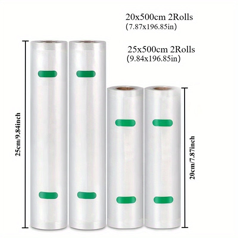 Oziq-ovqat uchun vakuum yopishqoq paketlar 4 ta rulon BPA-bezov, naqshli, go'sht va meva uchun ikki o'lcham