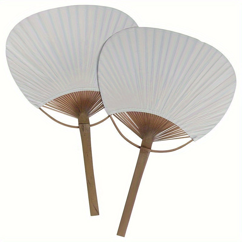Set of 20 White Bamboo Hand Fans for Weddings Calligraphy and Painting
