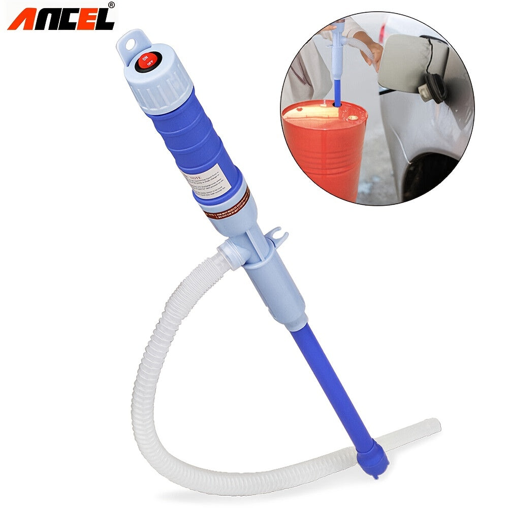 Портативная аккумуляторная насосная станция для перекачки топлива и воды, синяя и белая, для использования на улице