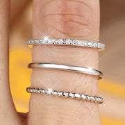 Sterling Silver Ring with White Diamond and Rope Knot Design for Women
