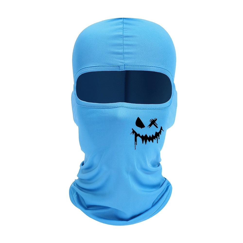 Unisex Ski Mask Balaclava with Smiling Face Print UV Protection Windproof for Snowboarding and Motorcycle Riding