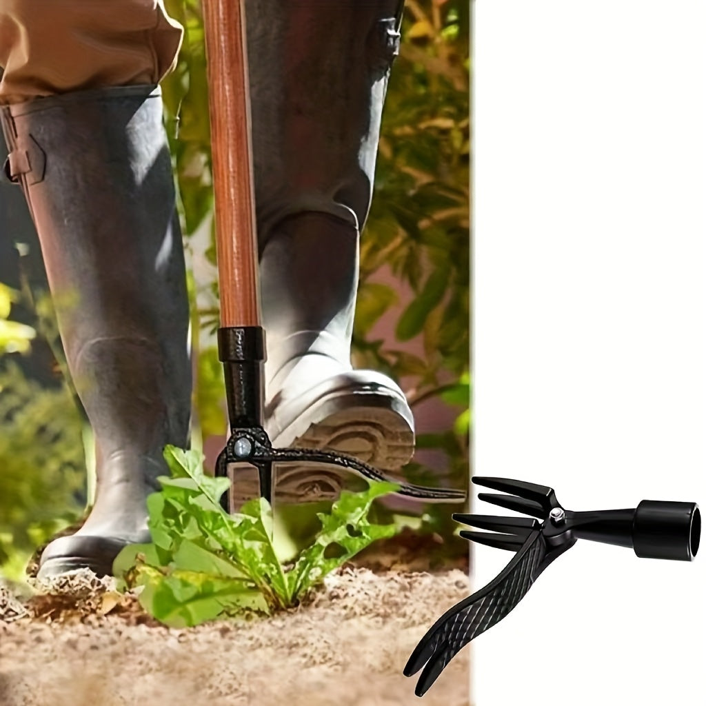 Heavy Duty Aluminum Weed Puller with 4 Claw Steel Root Removal Garden Tool