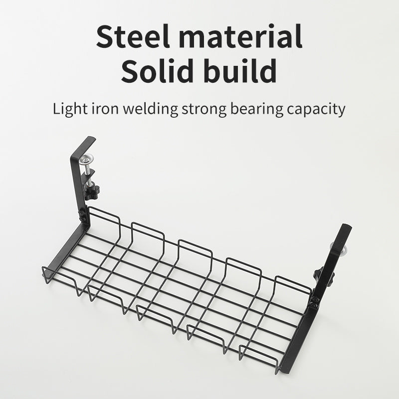 2/3 Cable Management Trays No Drilling Metal Wire Organizer for Desk
