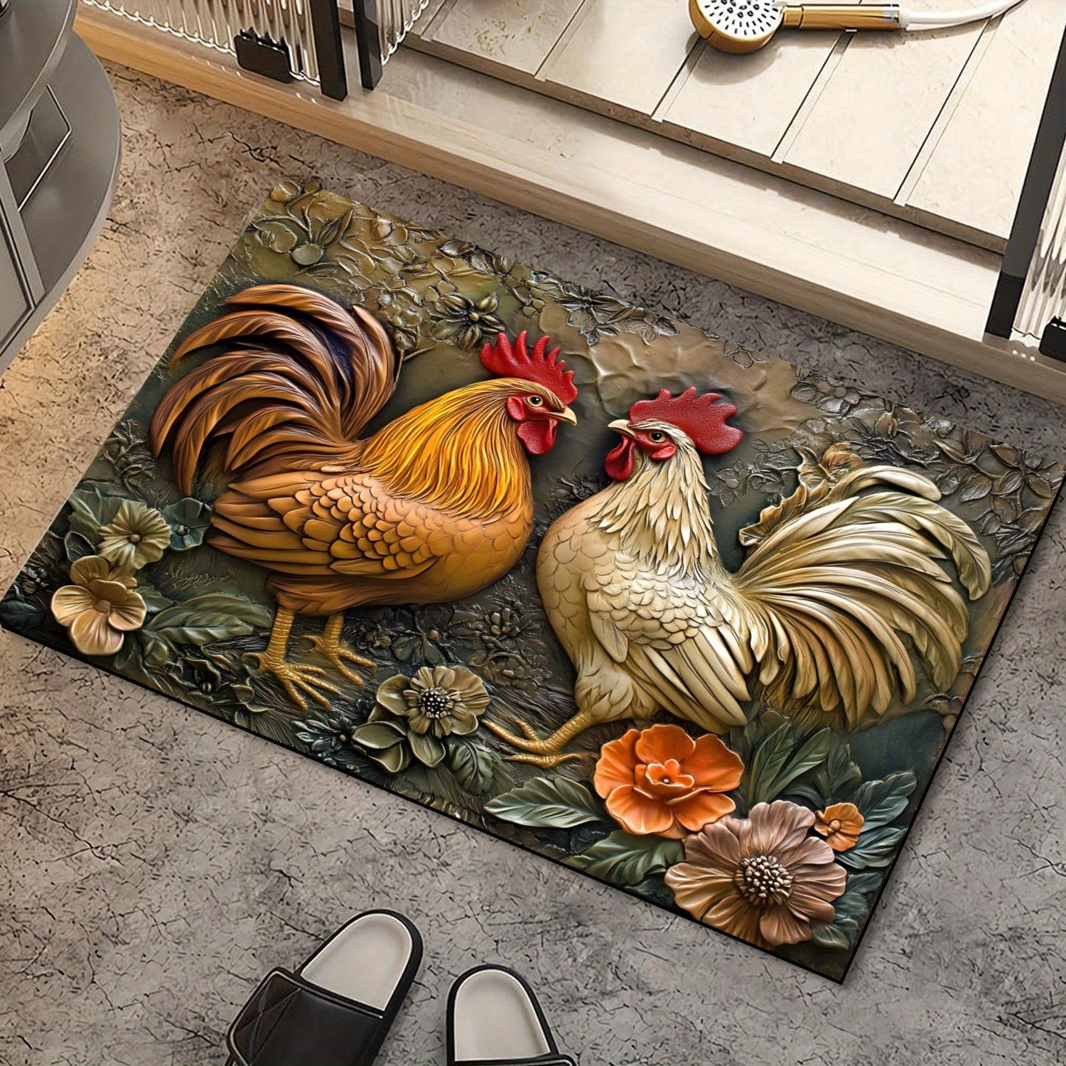 Rustik Qo'yloq va Gulbargli Pishirish Panelini issiqlikka chidamli, sirg'almas rezina himoyachisi, pechlar va pechlar uchun