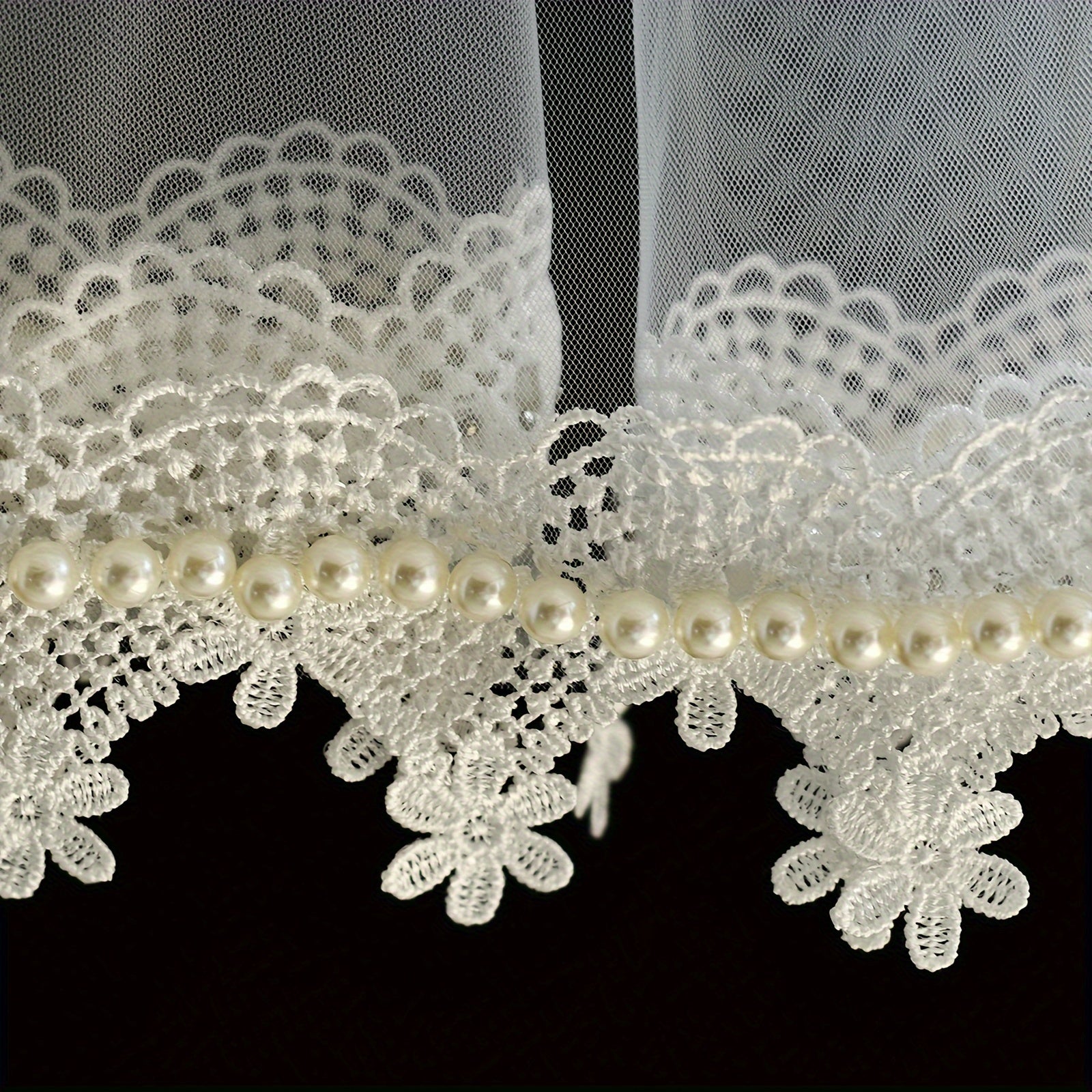 Bridal Lace Veil Wedding Dress Hair Accessories Single Layer Beaded Detail
