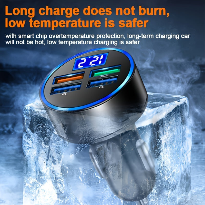 Universal Car USB Charger Adapter 4-Port Digital Display Fast Charging